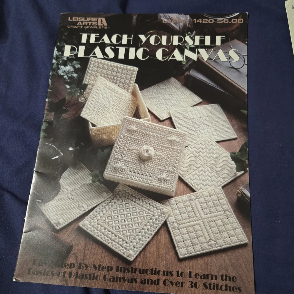 Teach Yourself Plastic Canva Craft Leaflet Tissue Covers And Coaster Vintage 90s
